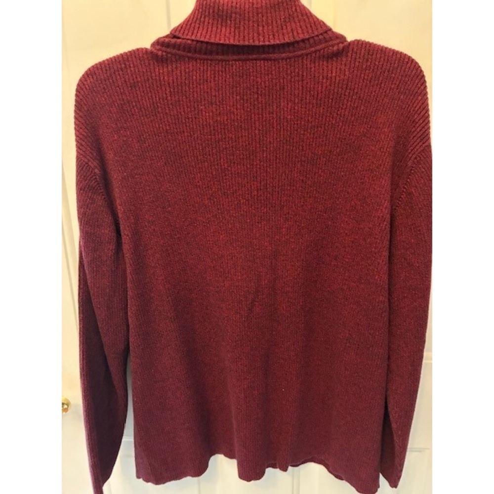 Talbots Turtleneck Sweater Flaw 1X Burgundy Good Ribbed Cotton Knit Long Sleeve - Picture 7 of 7